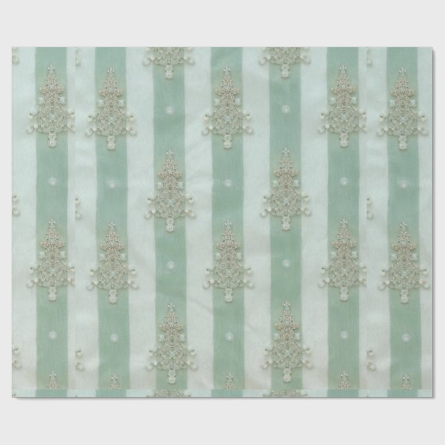Papel De Presente Seafoam Stiped Velvet-Look Diamond Trees (Aberto)