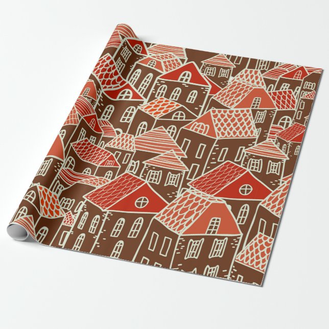 Papel De Presente Seamless city pattern in (Desenrolado)