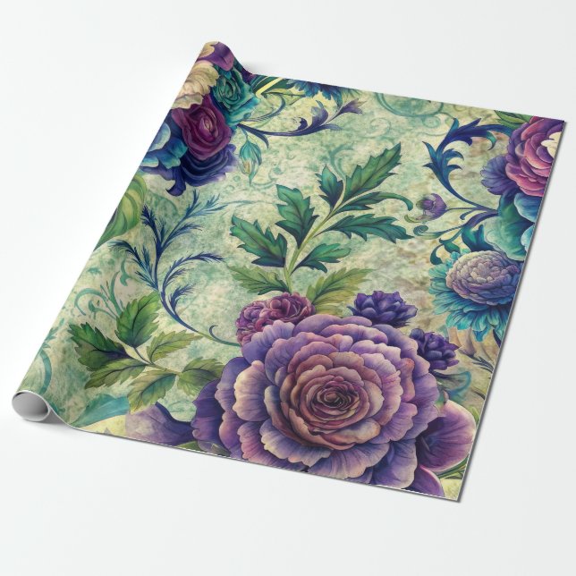 Papel De Presente Seamless Floral Pattern Furniture Decoupage Paper (Desenrolado)