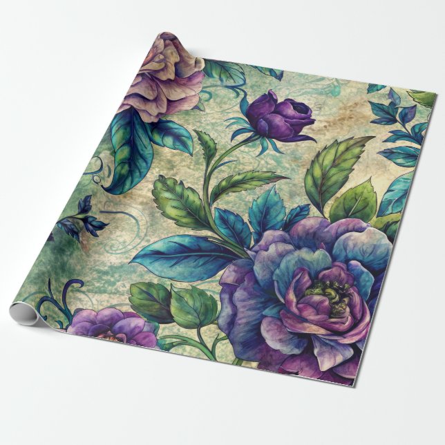 Papel De Presente Seamless Floral Pattern Furniture Decoupage Paper (Desenrolado)
