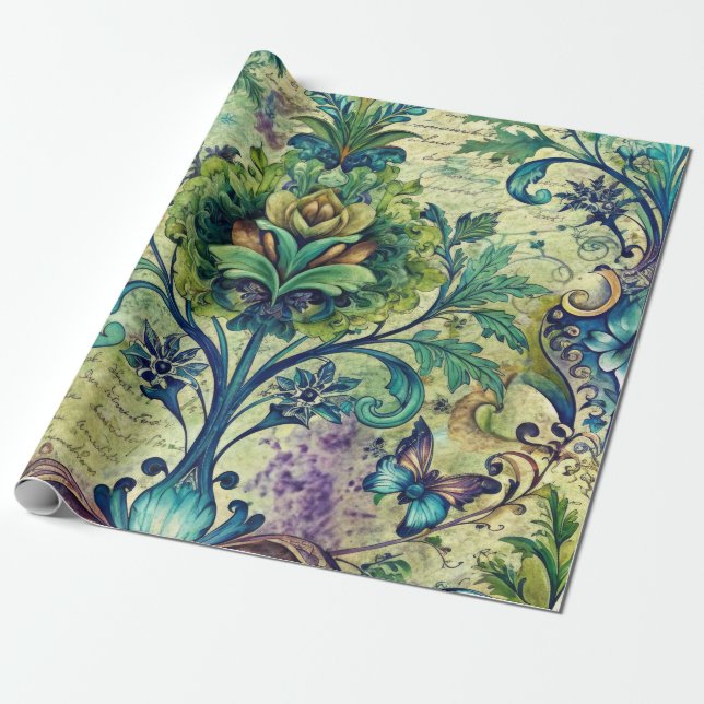 Papel De Presente Seamless Floral Pattern Furniture Decoupage Paper (Desenrolado)