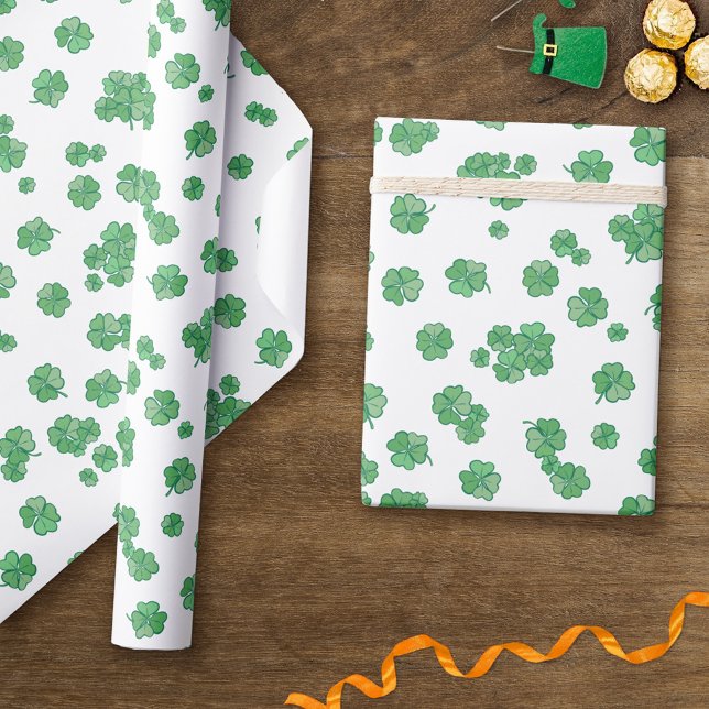 Papel De Presente Seamless Lucky Four-Leaf Clover Pattern (Criador carregado)
