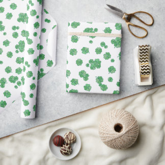 Papel De Presente Seamless Lucky Four-Leaf Clover Pattern