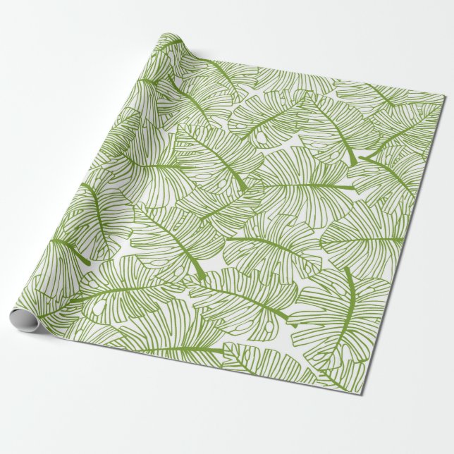 Papel De Presente Seamless pattern Monstera leaves background. Flora (Desenrolado)