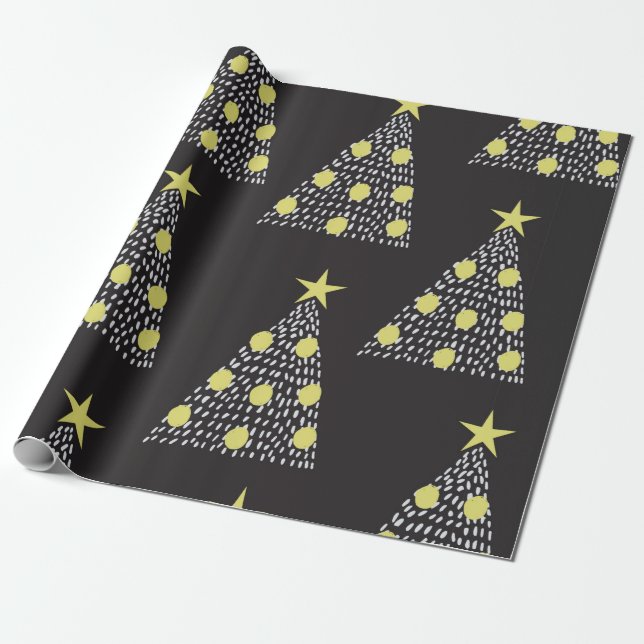 Papel De Presente Seamless pattern with hand drawn Christmas trees i (Desenrolado)