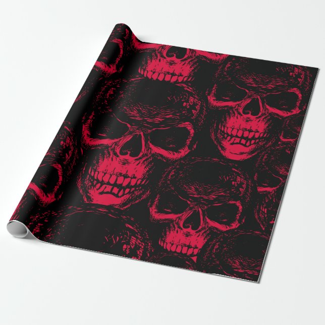 Papel De Presente Seamless pattern with hand-drawn sinister human sk (Desenrolado)