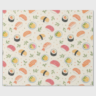 Papel De Presente Seamless watercolor sushi pattern with nigiri roll
