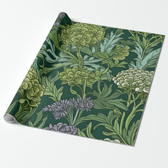 Papel De Presente Seamless William Morris style floral pattern (Desenrolado)