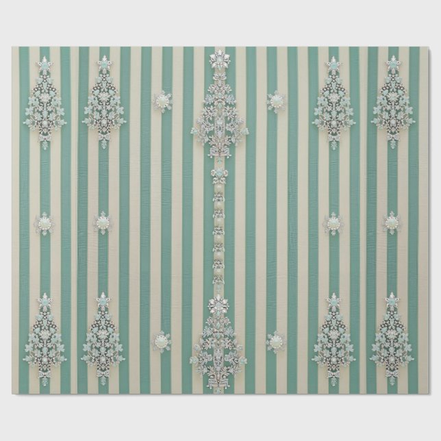Papel De Presente Seaoam Striped Crystal Trees (Aberto)