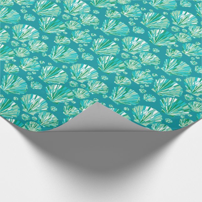 Papel De Presente Seashells, Aqua e turquesa geométricos modernos (Ponta)