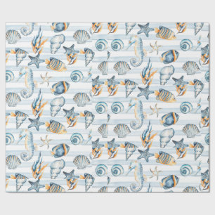 Papel De Presente Seashells Beach Ocean Sea Water Standard Art