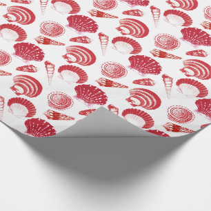 Papel De Presente Seashells - vermelho do cinábrio em um fundo