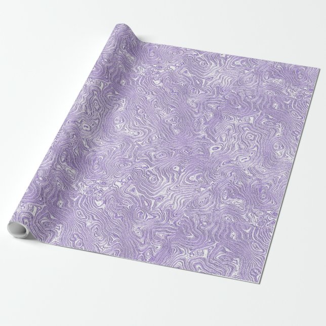 Papel De Presente Seda Moire Padrão Pequeno em Lilás Lavanda (Desenrolado)