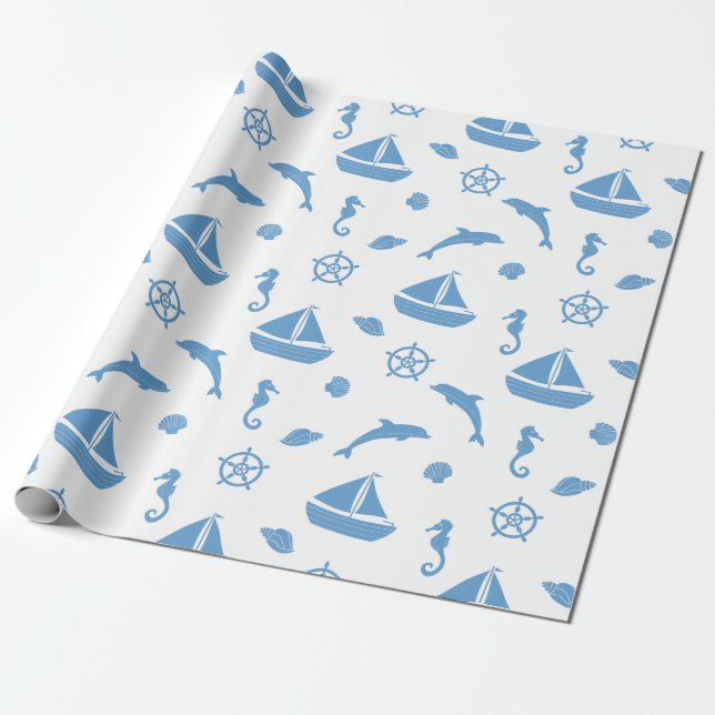 Papel De Presente Sede e náutica (Desenrolado)