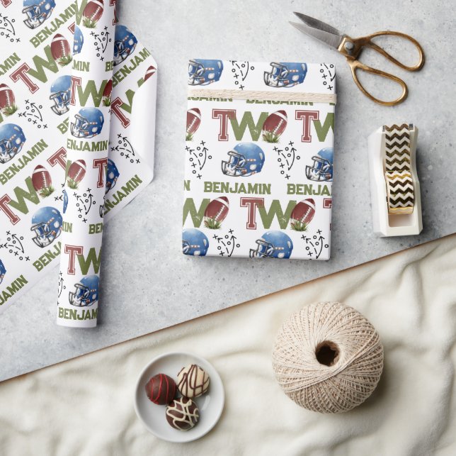 Papel De Presente Segundo aniversário Americano de Futebol (Artesanato)