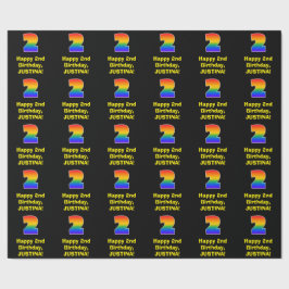 Papel De Presente segundo aniversário: Arco-Íris divertido e colorid