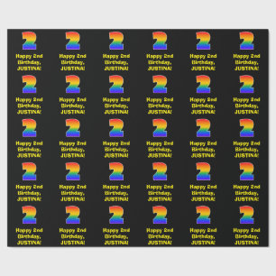 Papel De Presente segundo aniversário: Divertido, Colorido Arco-Ír