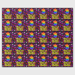 Papel De Presente segundo aniversário: Padrão de Corações Adoráveis,