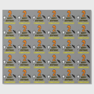 Papel De Presente segundo aniversário: Tema do Dia das Bruxas + Nom