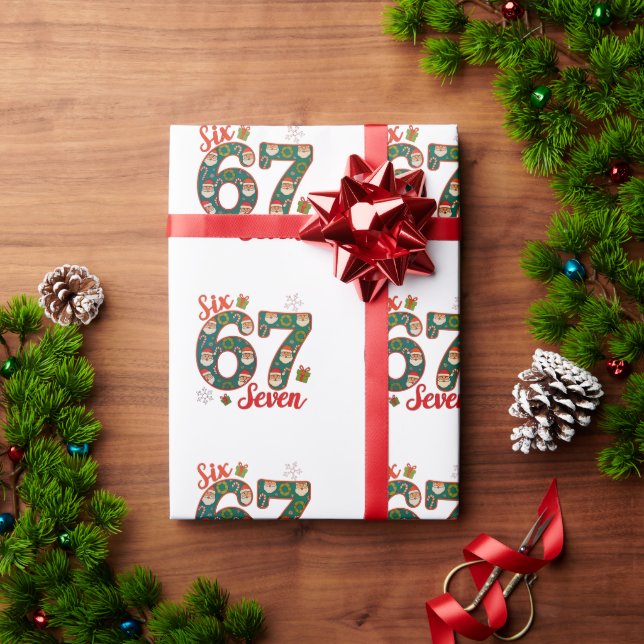 Papel De Presente Seis Sete 67 6 7 Meme Natal Xmas Papai Noel Chapéu (Presente de Natal)