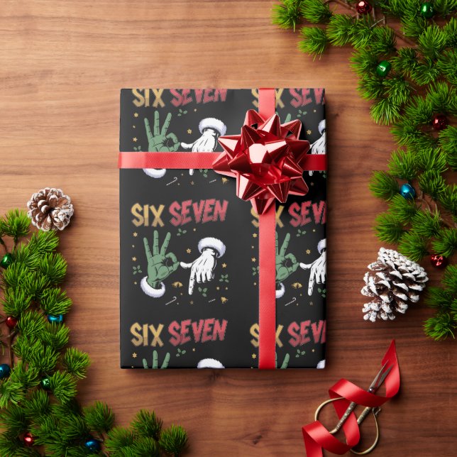 Papel De Presente Seis Sete Meme Engraçado Mau Cara Natal Viral 6 7  (Presente de Natal)