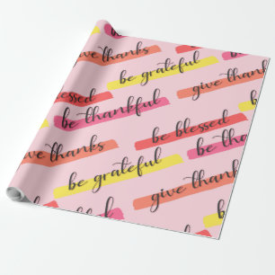 Papel De Presente Seja agradecido e abençoado - cor-de-rosa Inspirac