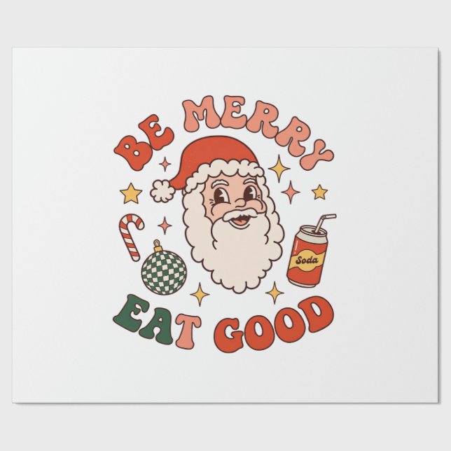 Papel De Presente Seja Alegre Coma Bom Natal Papai Noel Refrigerante (Aberto)