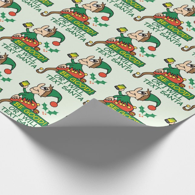 Papel De Presente Seja bom diz o teste padrão do duende do Natal (Ponta)