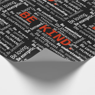 Papel De Presente Seja gentil com o texto de inspiração em preto