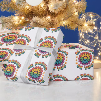 Papel De Presente Seja Orgulhoso Seja Você – Citação Retro de Flor d