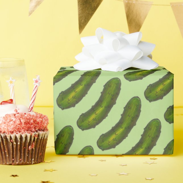 Papel De Presente Seletor Verde Picles Foodie Impressão Kosher Sour (Festa de aniversário)