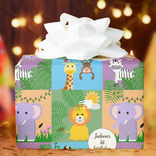 Papel De Presente Selgle Safari Selvagem Aniversário de criança Selv