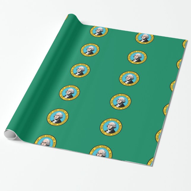 Papel De Presente selo de bandeira de Washington (Desenrolado)