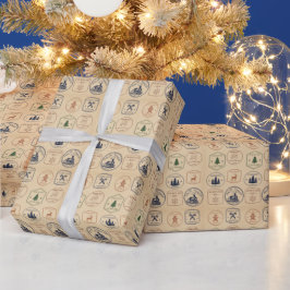 Papel De Presente Selo de Natal em Estilo Vintage