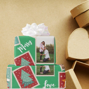 Papel De Presente Selo de Natal Engraçado Personalizado Verde