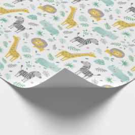 Papel De Presente Selva-branca com folhas e flores