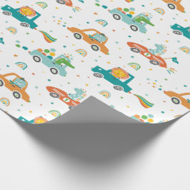 Papel De Presente Selva-branca em carros com arco-íris