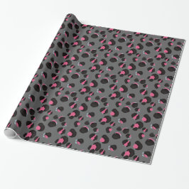 Papel De Presente Selva de animais de impressão-leopardo-rosa-Cinza-