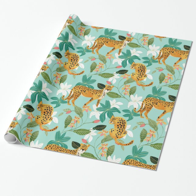 Papel De Presente Selva de Chita, Natureza Selvagem Gatos Selvagens (Desenrolado)