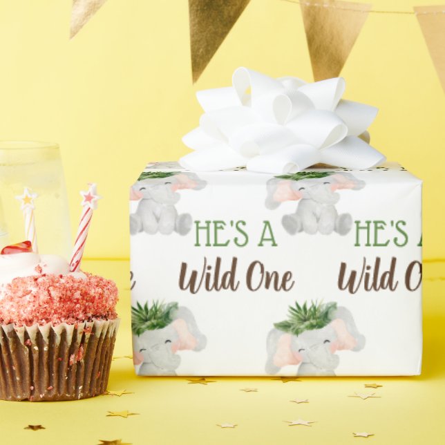 Papel De Presente Selva Selva de Um primeiro aniversario Selvagem Sa (Festa de aniversário)