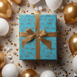 Papel De Presente Selva Selvagem Safari Selvagem Azul Padrão