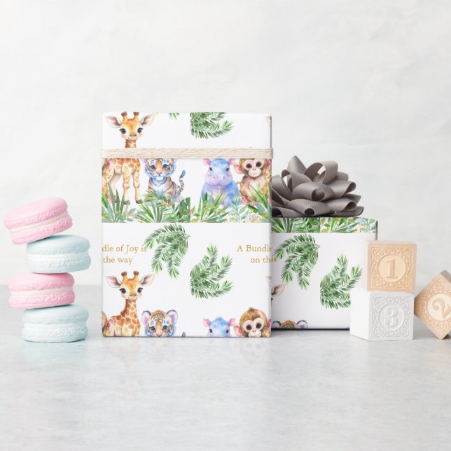 Papel De Presente Selva Tropical Animais (Chá de bebê)