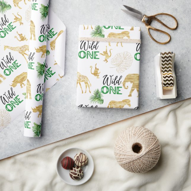 Papel De Presente Selva Tropical Safari Selvagem Selvagem Selvagem d (Artesanato)