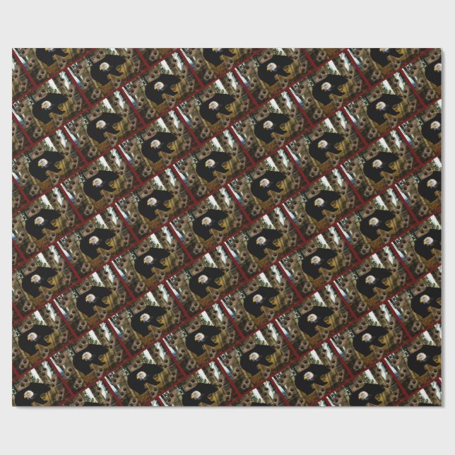 Papel De Presente Selvagem de Águia-Balda-Urso Negro (Aberto)
