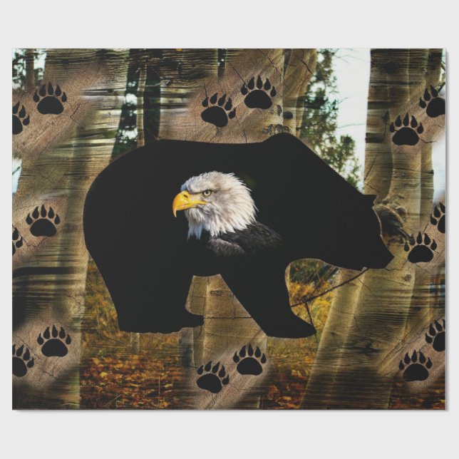 Papel De Presente Selvagem de Águia-Balda-Urso Negro (Aberto)