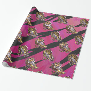 Papel De Presente Selvagem mim preto e rosa do tigre