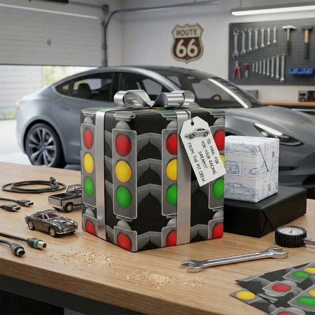 Papel De Presente Semáforo vermelho amarelo sinal verde vermelho (Criador carregado)