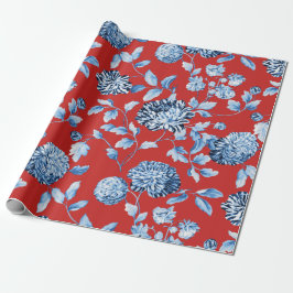 Papel De Presente Senhora azul Natal Vermelho Vintage Grande Toile