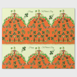Papel De Presente SENHORA LARANJA E Ruas DE SHAMROCKS.