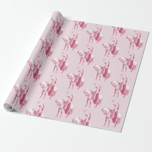 Papel De Presente Senhora Rosa Vintage em Horseback com Falcão